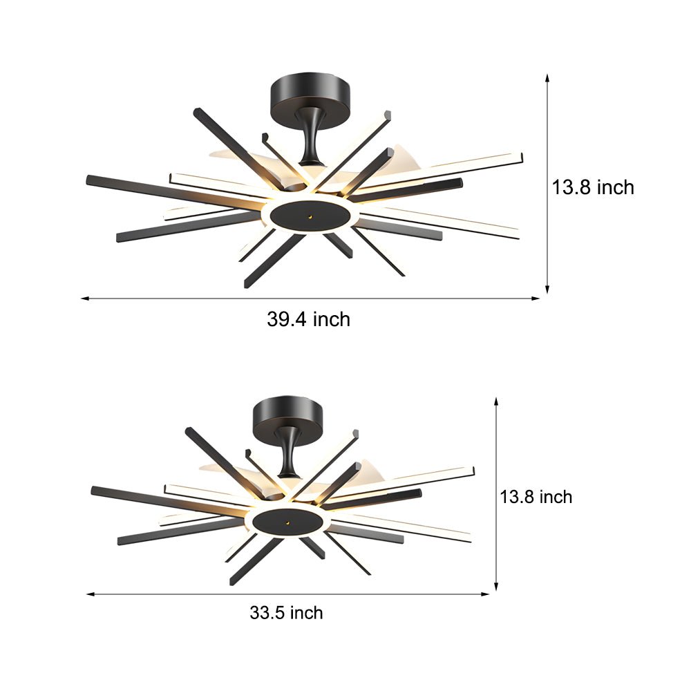 Modern Starburst LED Ceiling Fan Light Fixture for Living Room Decor