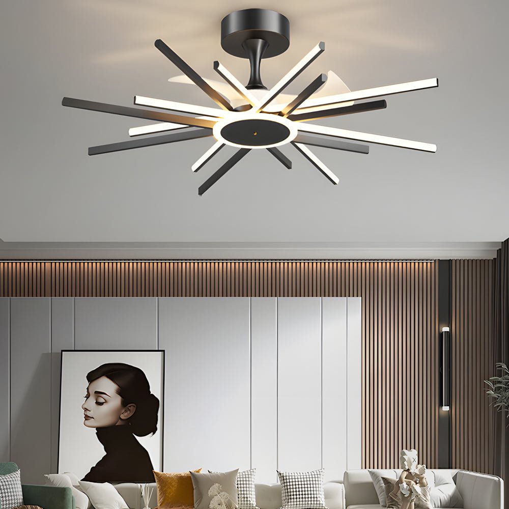 Modern Starburst LED Ceiling Fan Light Fixture for Living Room Decor