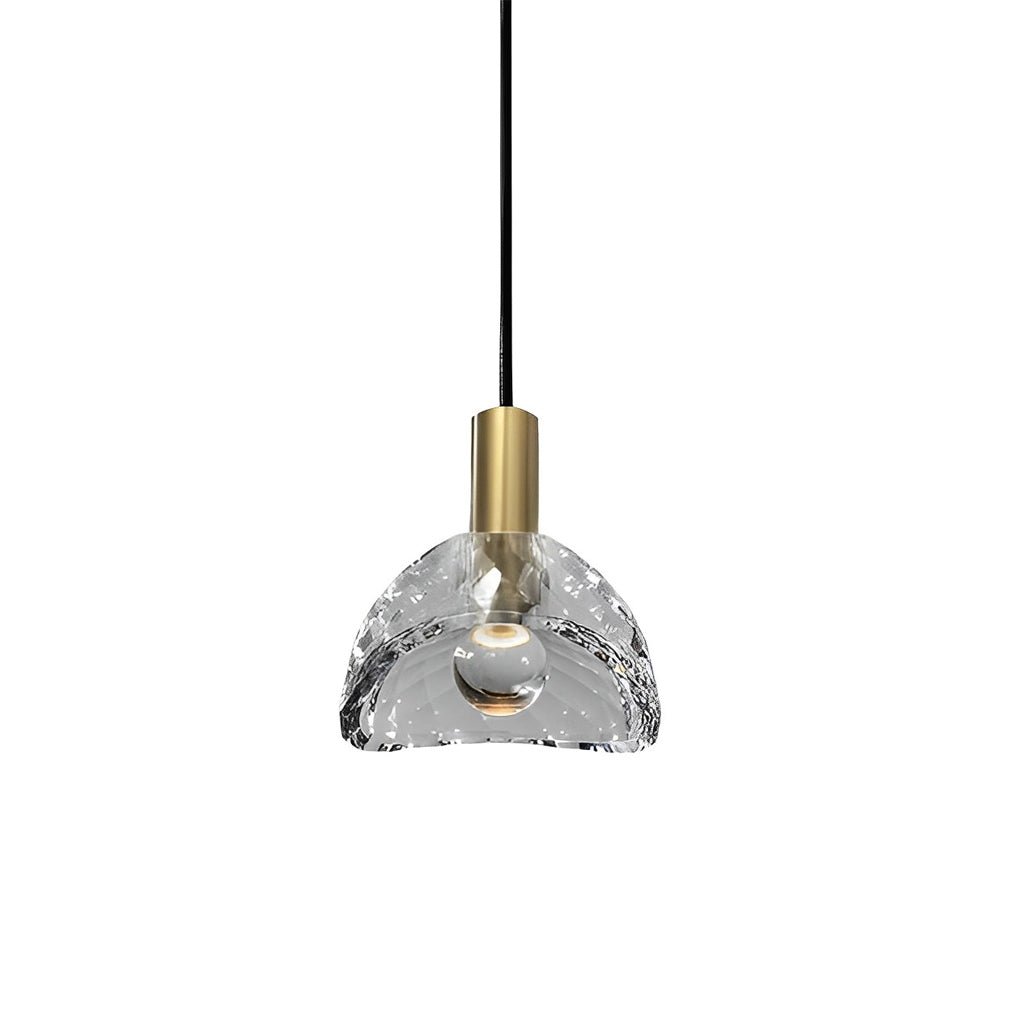 Minimalist Copper LED Pendant Light with Crystal Shade for Modern Decor