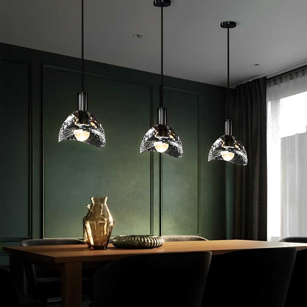 Minimalist Copper LED Pendant Light with Crystal Shade for Modern Spaces