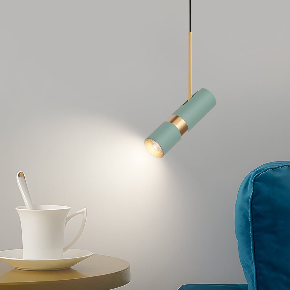 Modern Black Cylindrical LED Pendant Light with Three-Step Dimming for Dining Room