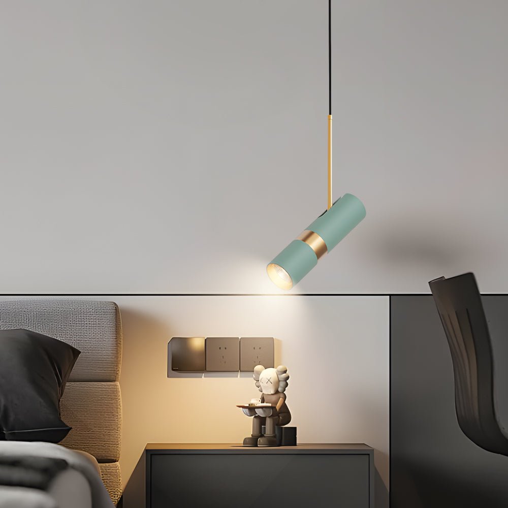 Modern Black Cylindrical LED Pendant Light with Three-Step Dimming for Dining Room