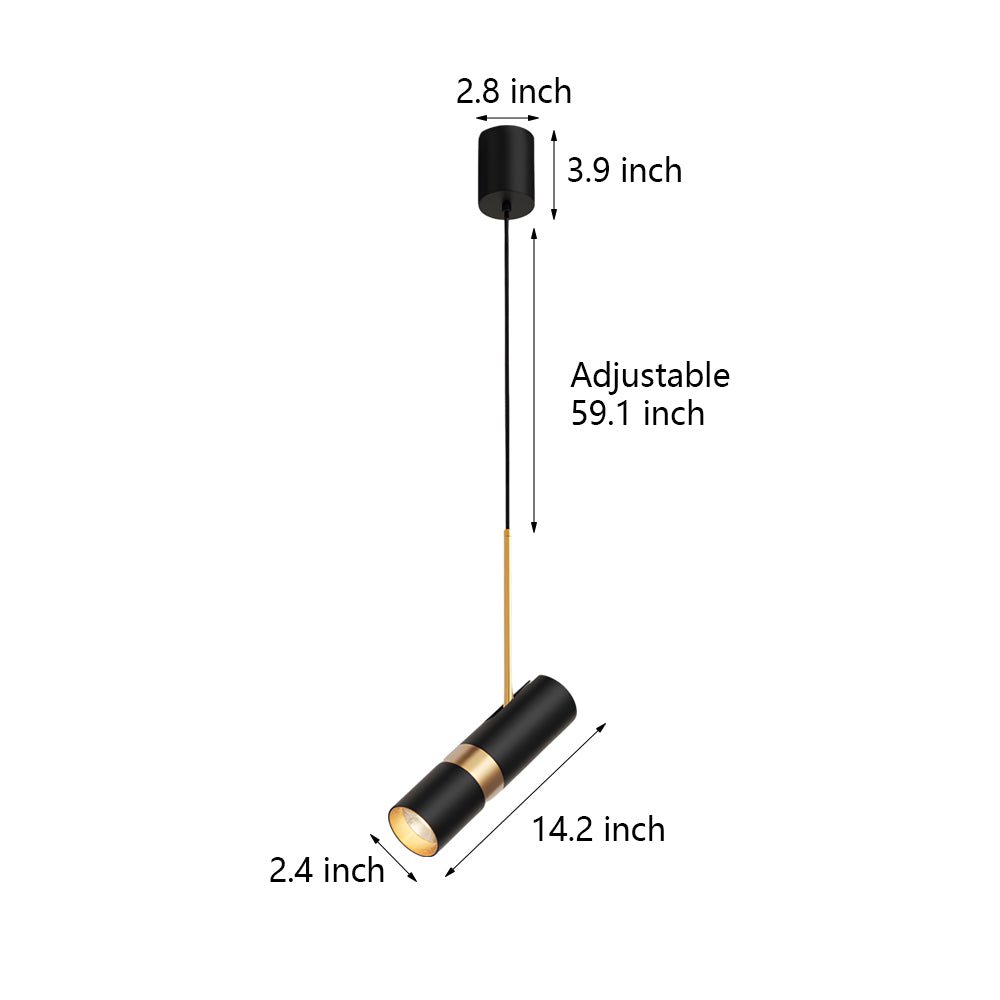 Modern Black Cylindrical LED Pendant Light with Three-Step Dimming for Dining Room