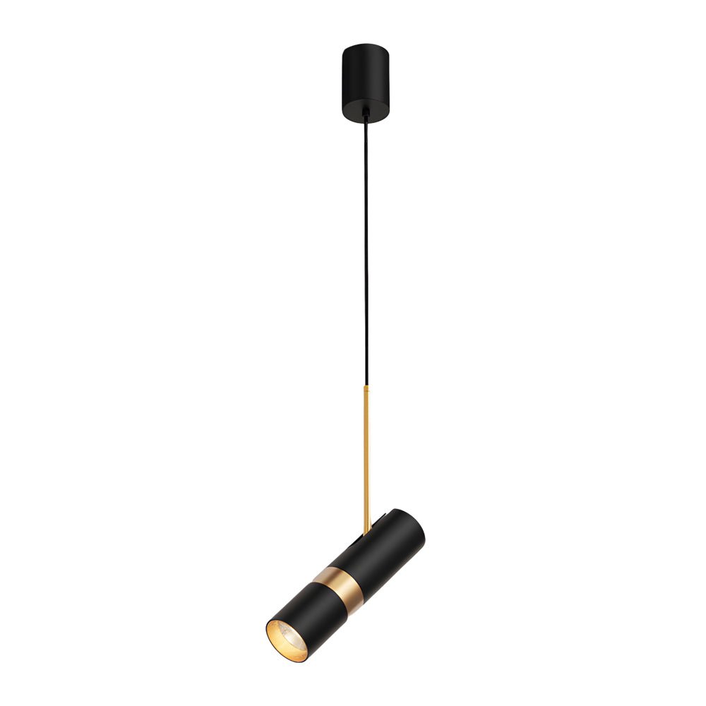 Modern Black Cylindrical LED Pendant Light with Three-Step Dimming for Dining Room