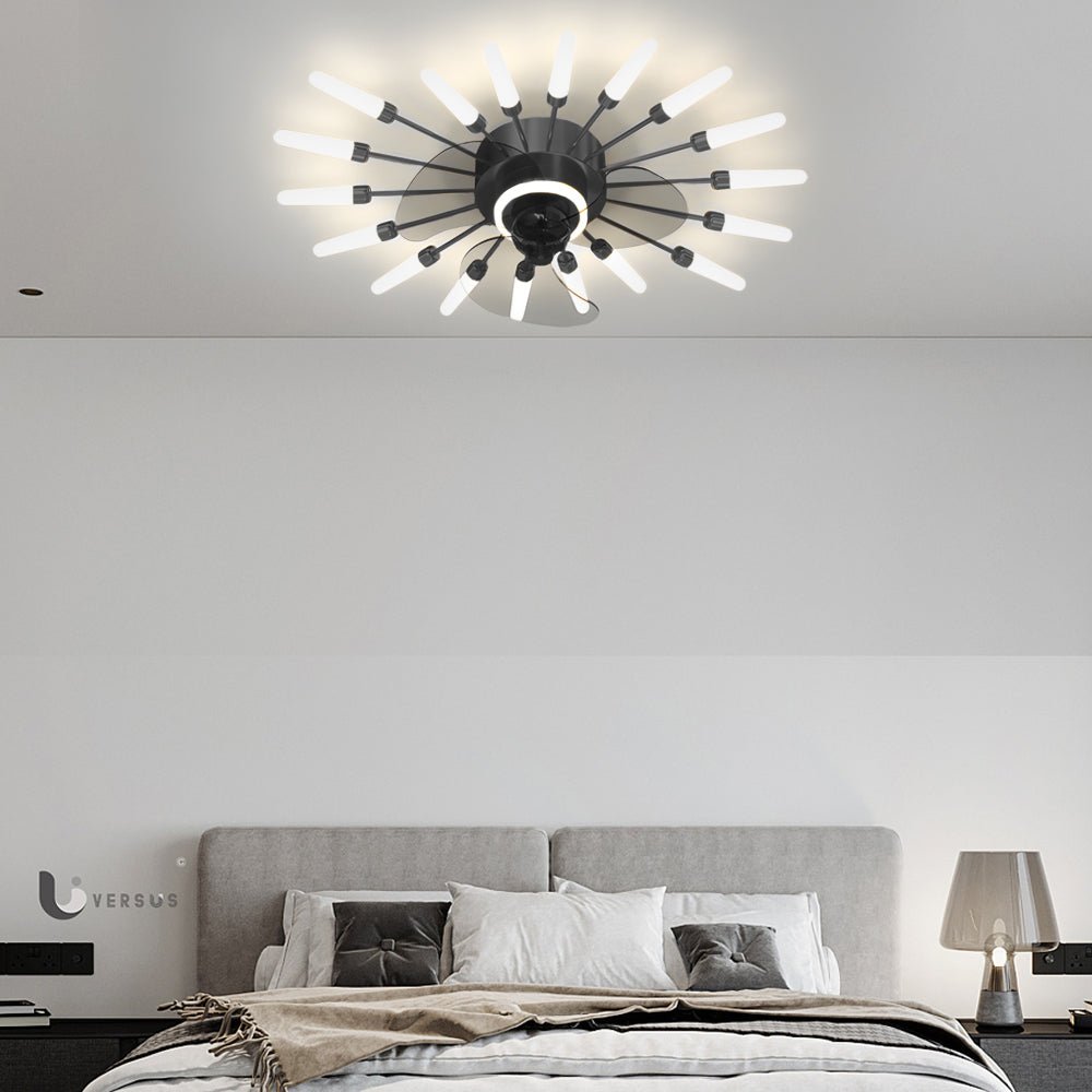Nordic White Flower Design LED Ceiling Fan with 3-Step Dimming for Living Room
