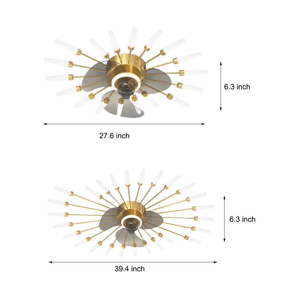 Nordic White Flower Design LED Ceiling Fan with 3-Step Dimming for Living Room