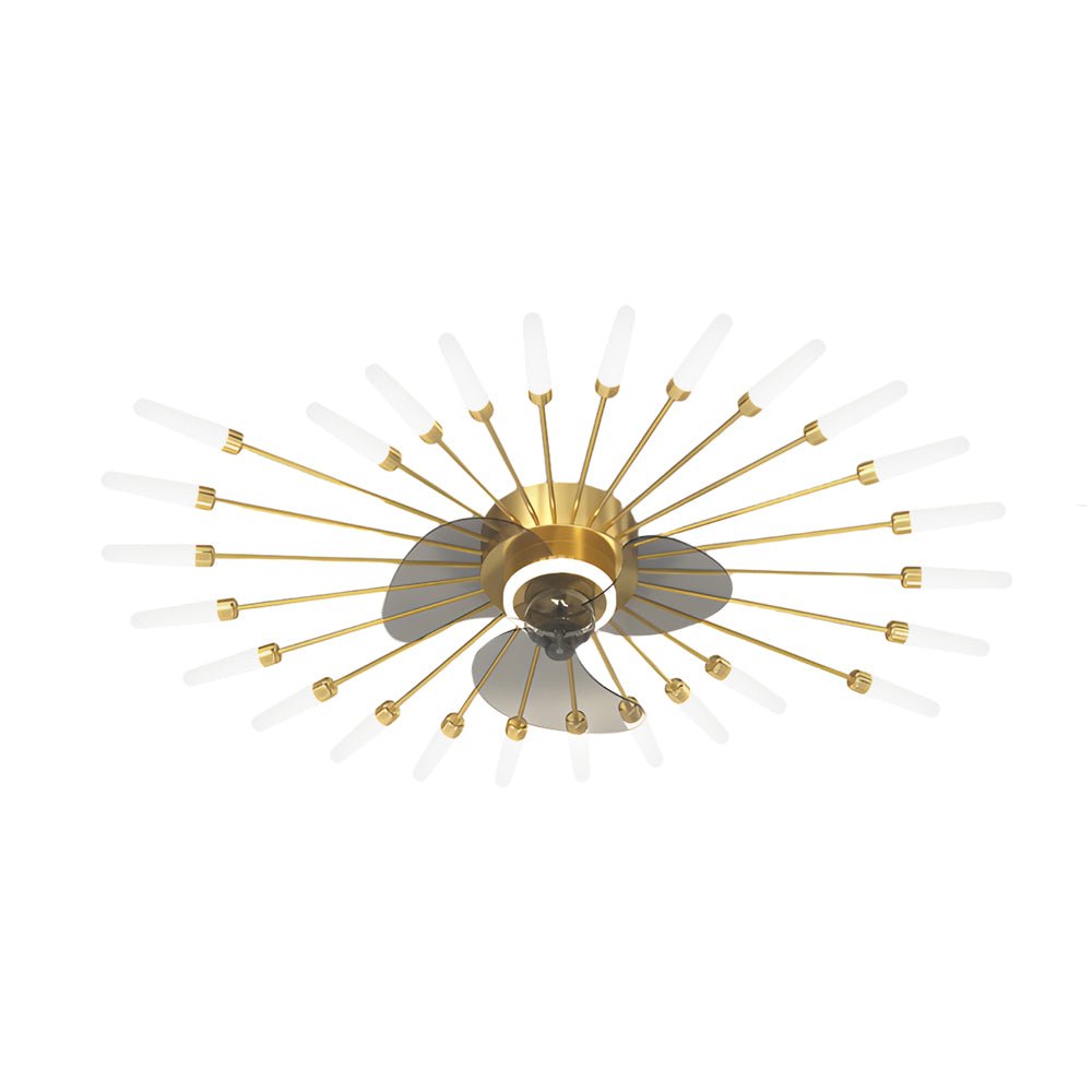 Nordic White Flower Design LED Ceiling Fan with 3-Step Dimming for Living Room