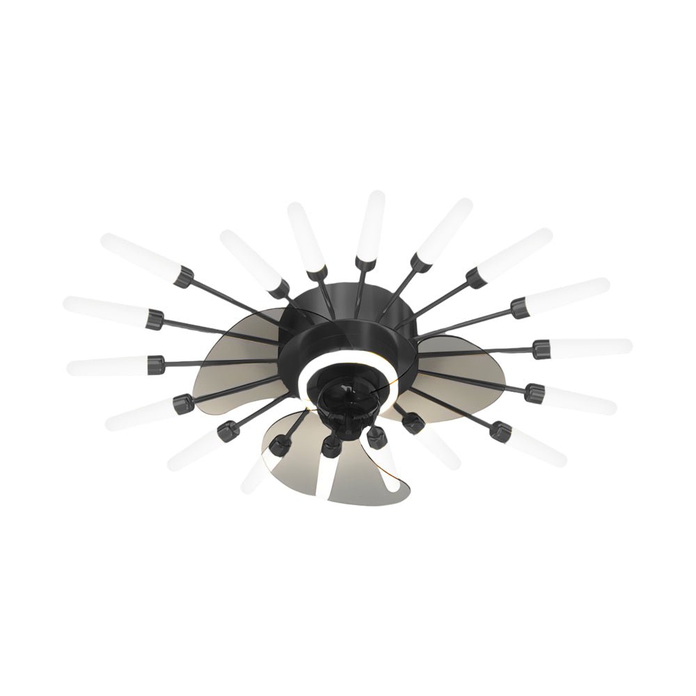 Nordic White Flower Design LED Ceiling Fan with 3-Step Dimming for Living Room