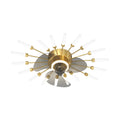 Nordic White Flower Design LED Ceiling Fan with 3-Step Dimming for Living Room