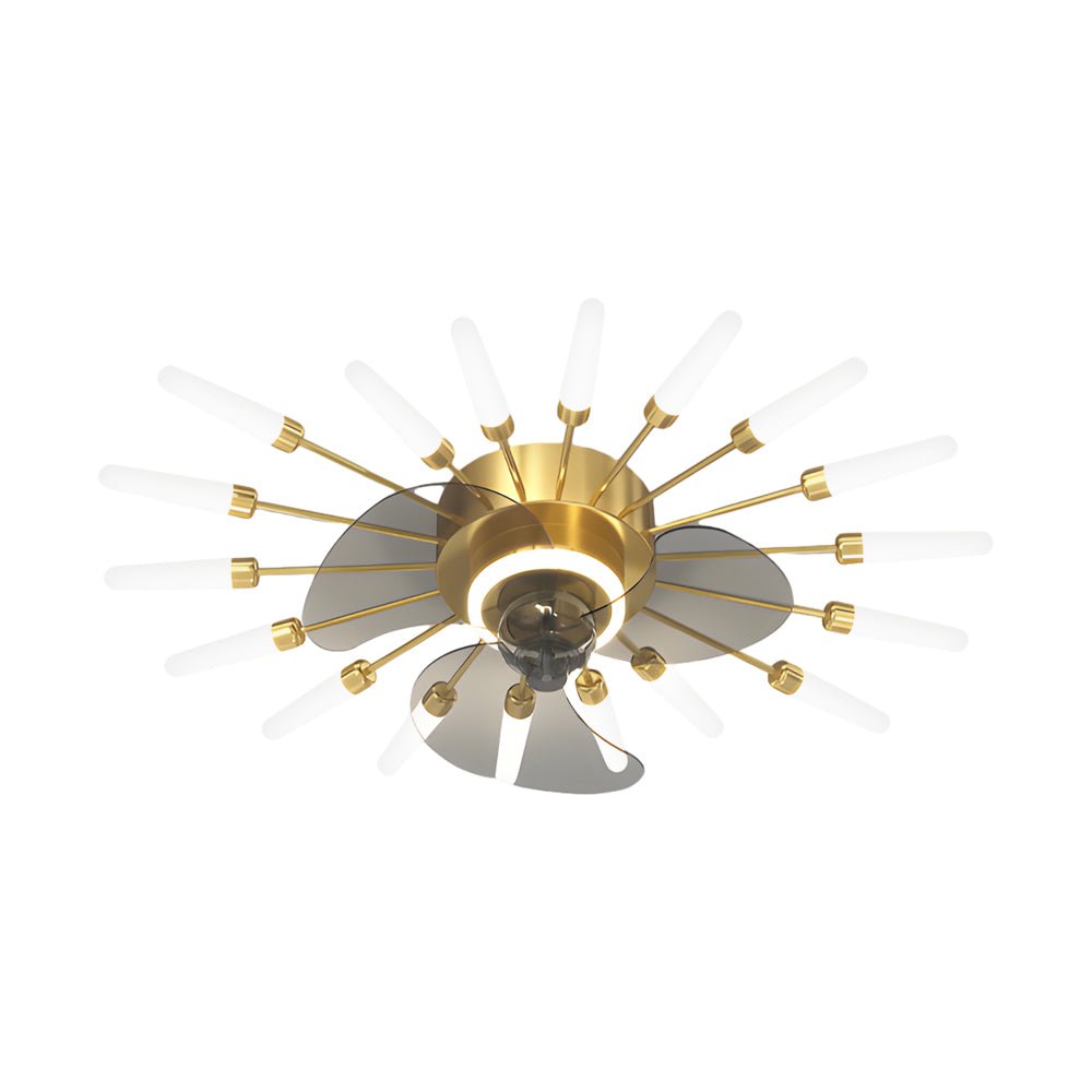 Nordic White Flower Design LED Ceiling Fan with 3-Step Dimming for Living Room