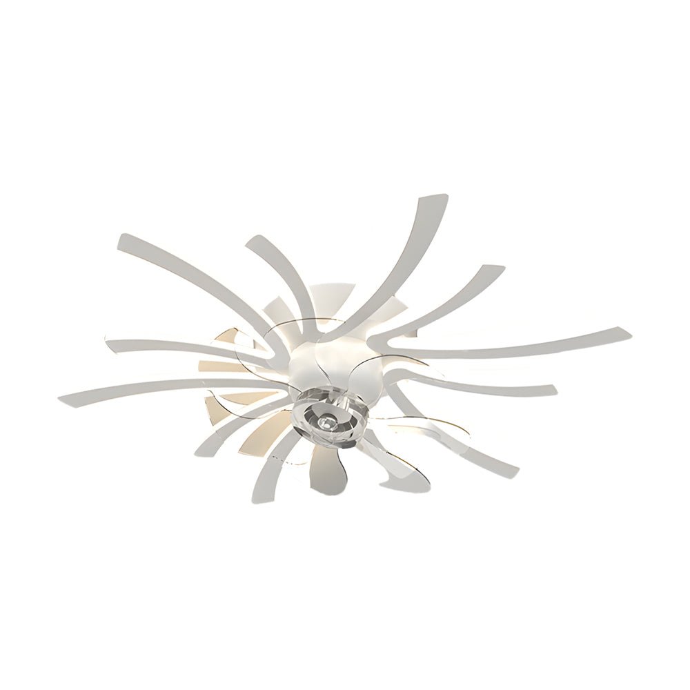 Luxury Modern Ceiling Fan with Light - Creative Flowers Design, Bronze