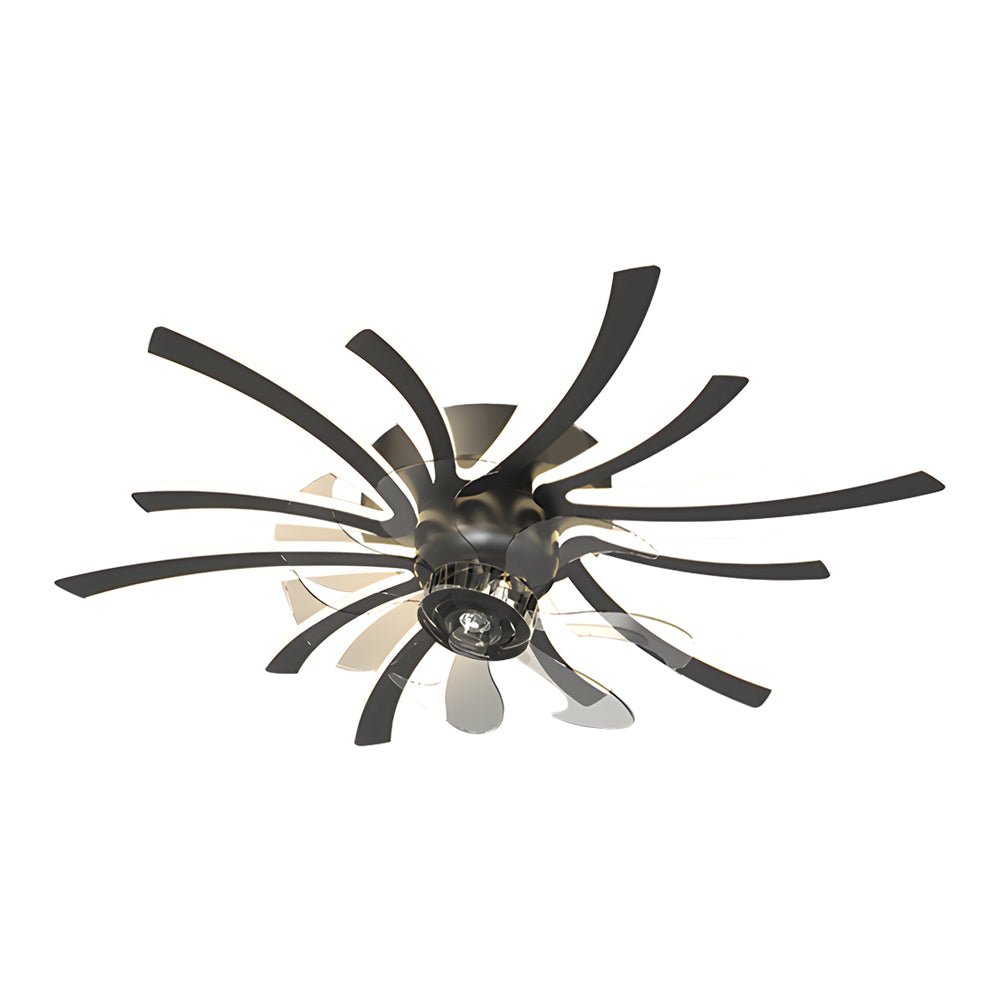 Luxury Modern Ceiling Fan with Light - Creative Flowers Design, Bronze