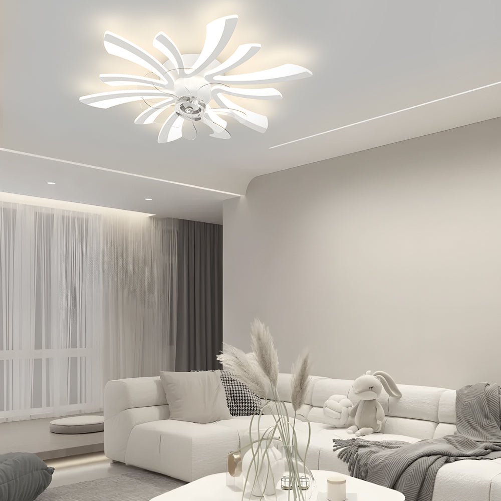 Luxury Modern Ceiling Fan with Light - Creative Flowers Design, Bronze