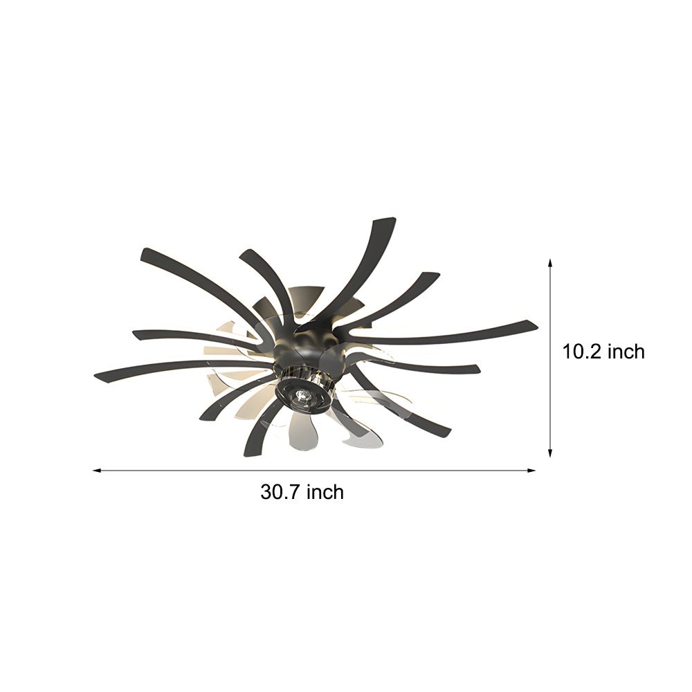 Luxury Modern Ceiling Fan with Light - Creative Flowers Design, Bronze