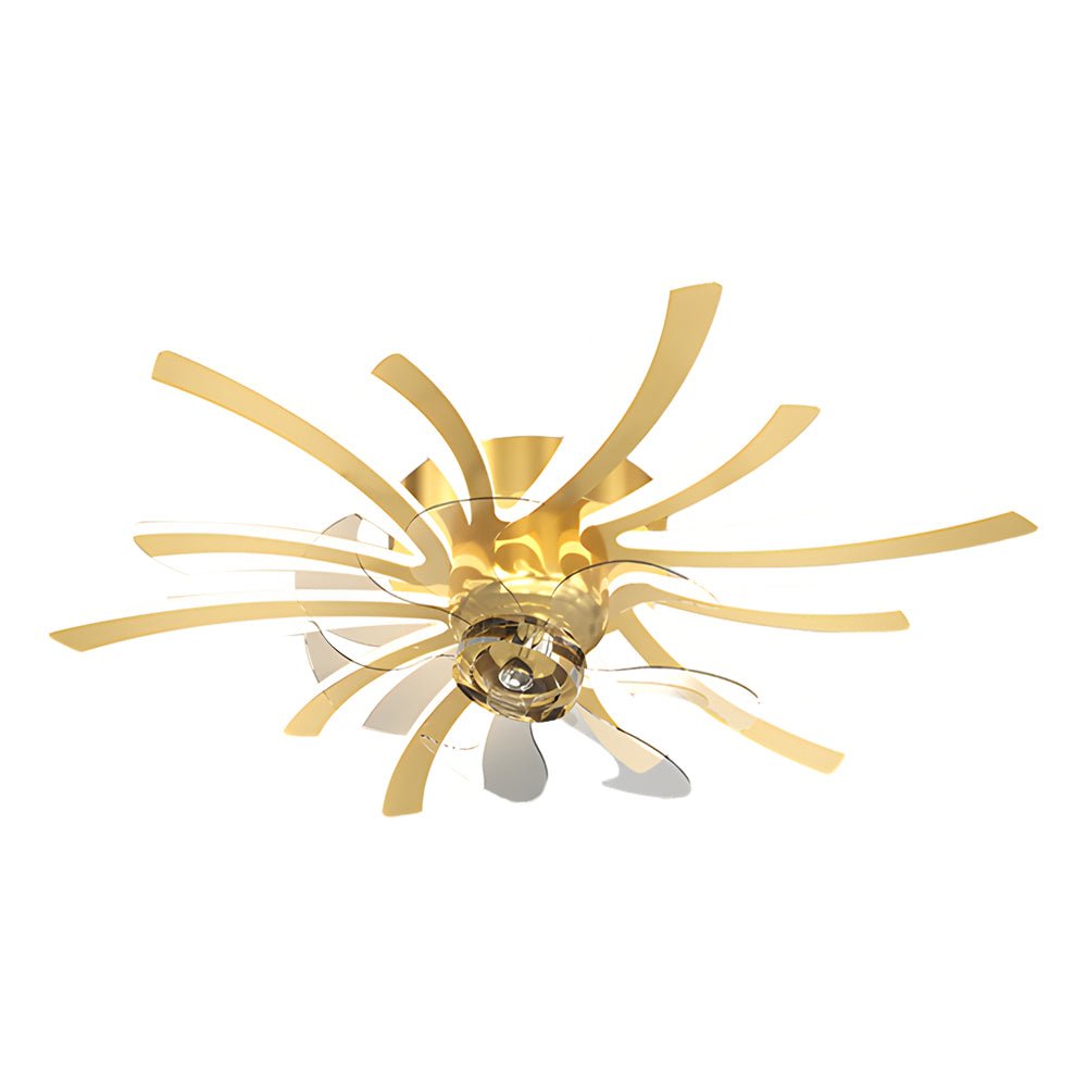 Luxury Modern Ceiling Fan with Light - Creative Flowers Design, Bronze