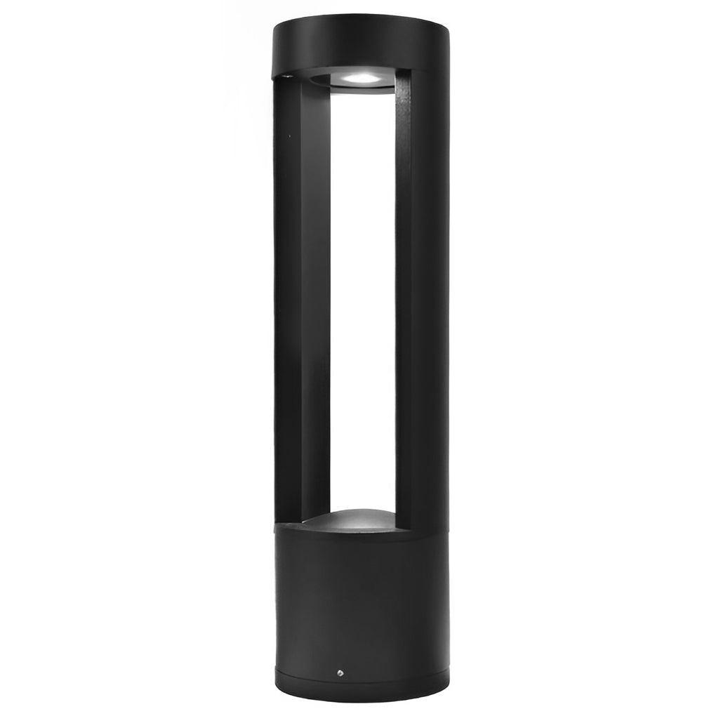 Modern Black Hollow Cylindrical LED Bollard Light for Outdoor Spaces