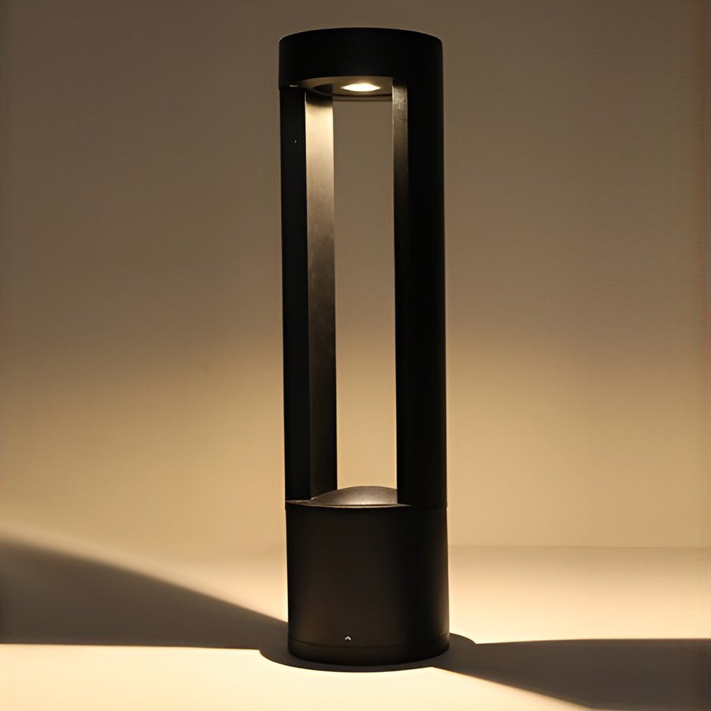 Modern Black Hollow Cylindrical LED Bollard Light for Outdoor Spaces