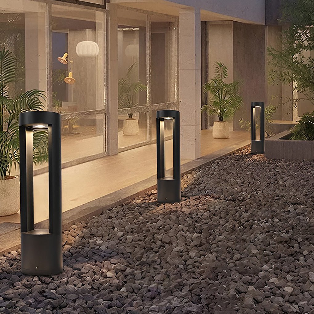Modern Black Hollow Cylindrical LED Bollard Light for Outdoor Spaces