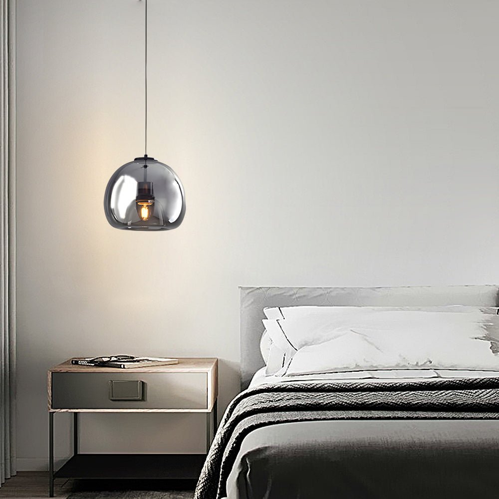 Smoke Gray Glass Nordic Pendant Light Fixture for Modern Living Room