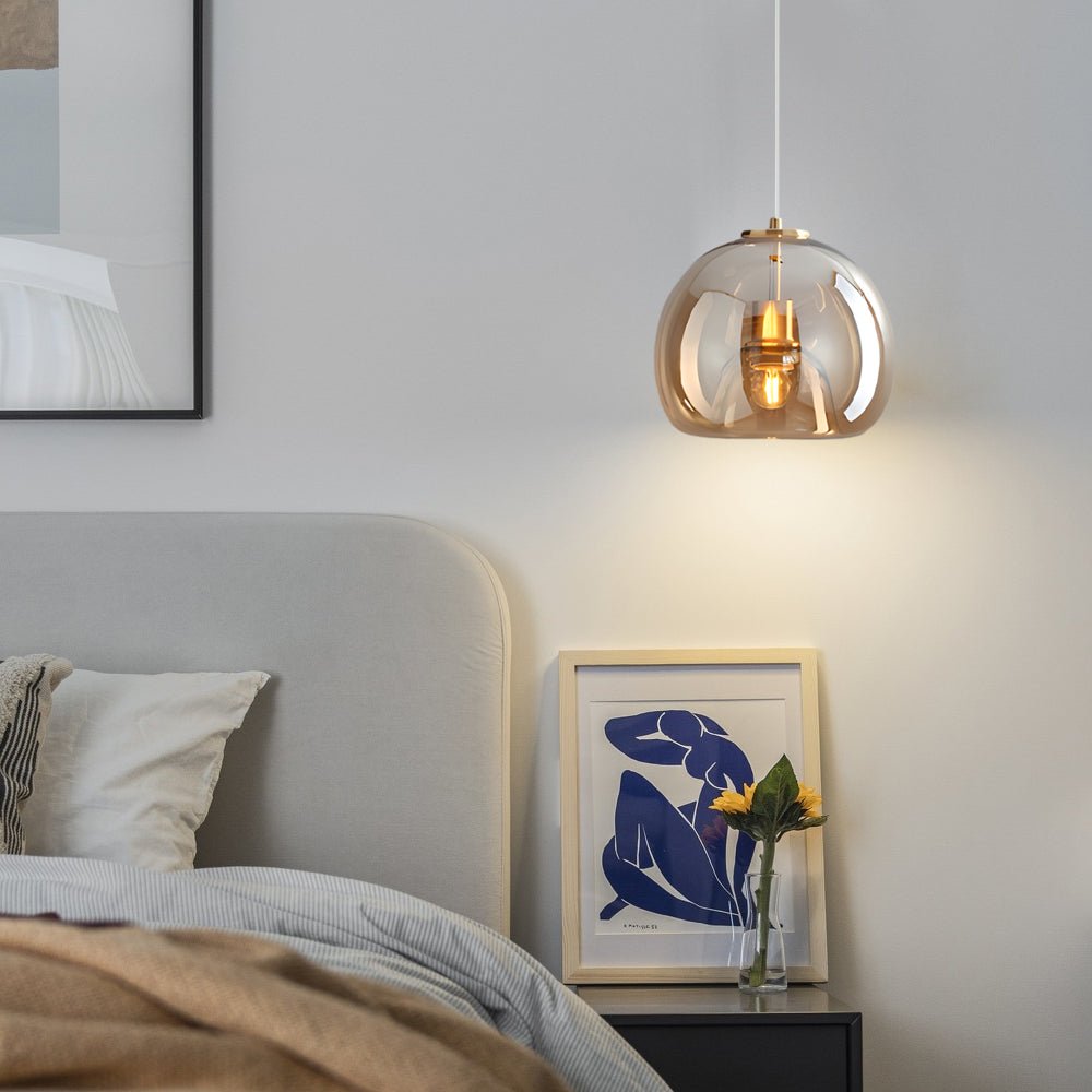 Smoke Gray Glass Nordic Pendant Light Fixture for Modern Living Room