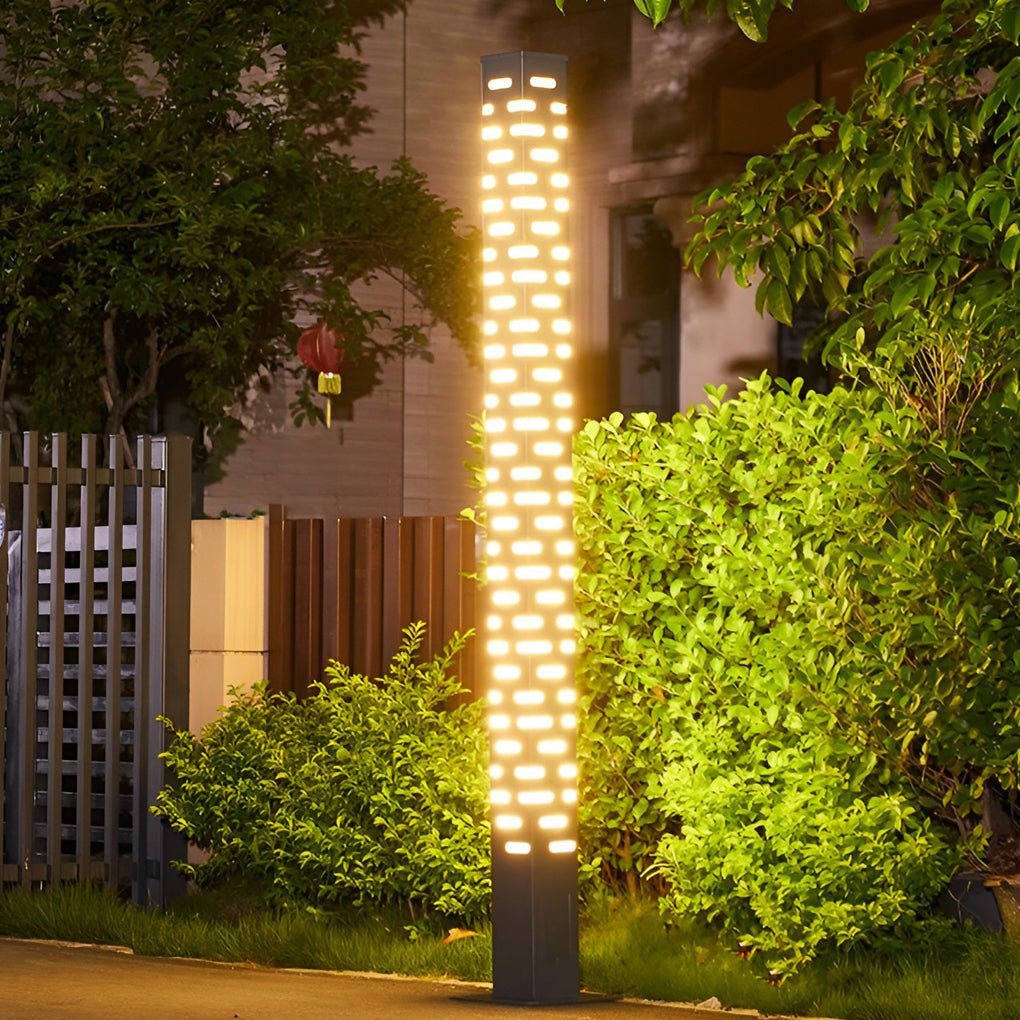 Modern Rectangular Black LED Garden Bollard Lights for Outdoor Spaces