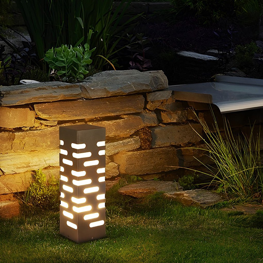 Modern Rectangular Black LED Garden Bollard Lights for Outdoor Spaces