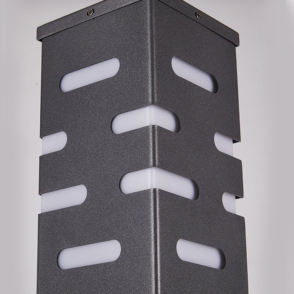 Modern Rectangular Black LED Garden Bollard Lights for Outdoor Spaces