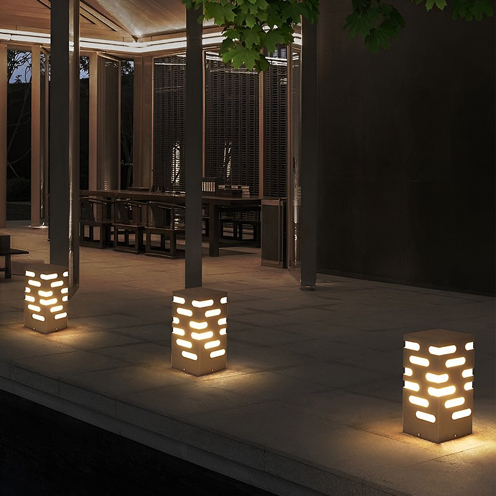 Modern Rectangular Black LED Garden Bollard Lights for Outdoor Spaces