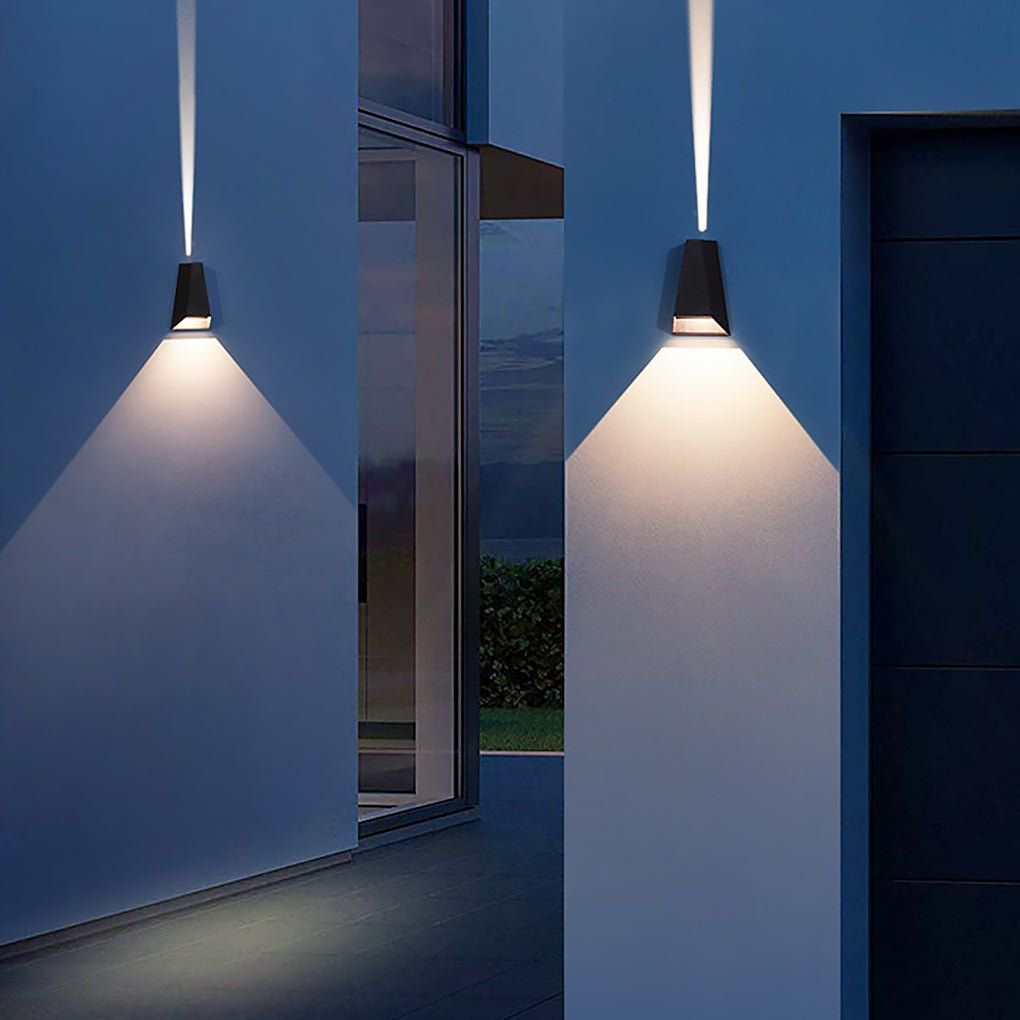 Modern Black LED Up-Down Outdoor Wall Sconce Light for Patios & Gardens