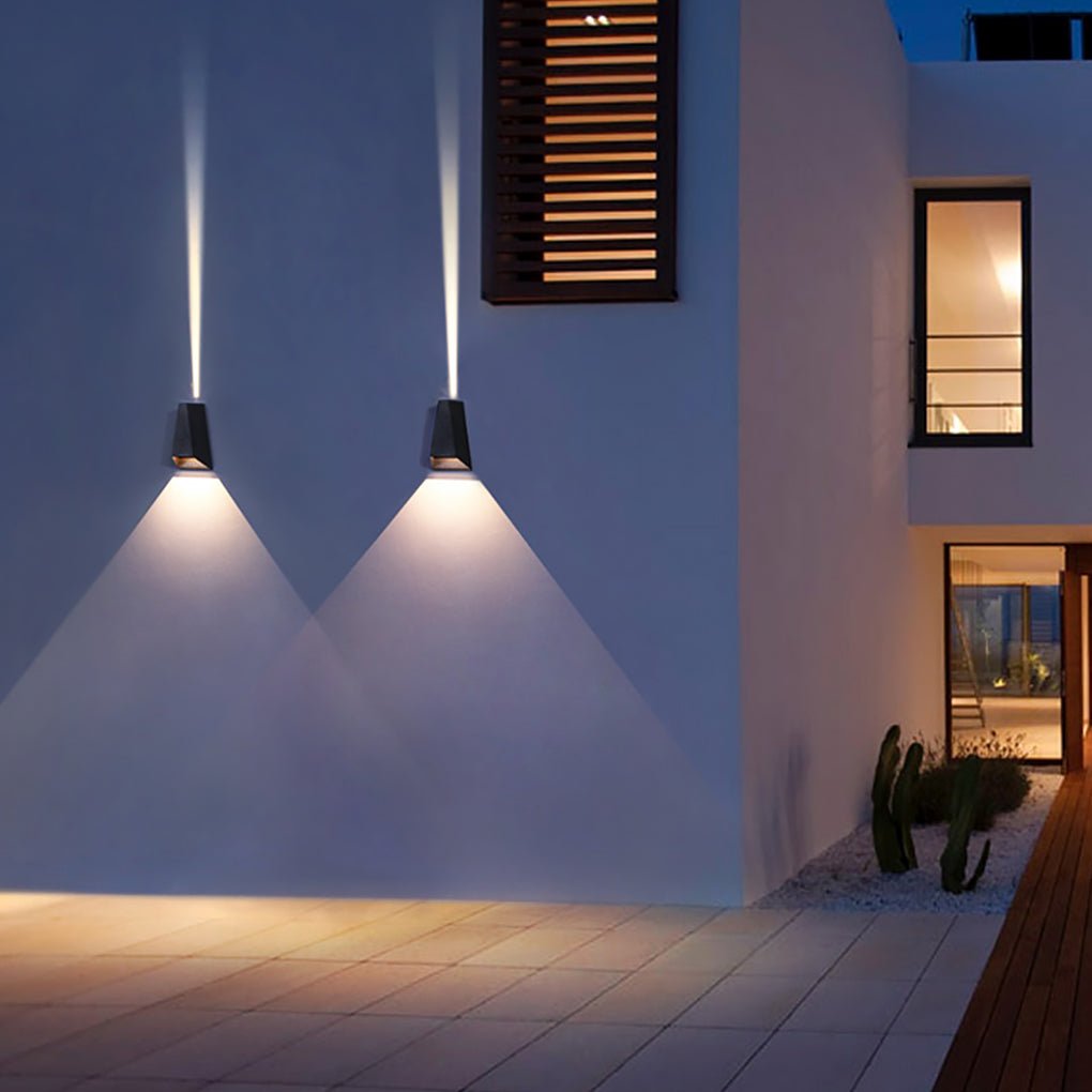 Modern Black LED Up-Down Outdoor Wall Sconce Light for Patios & Gardens