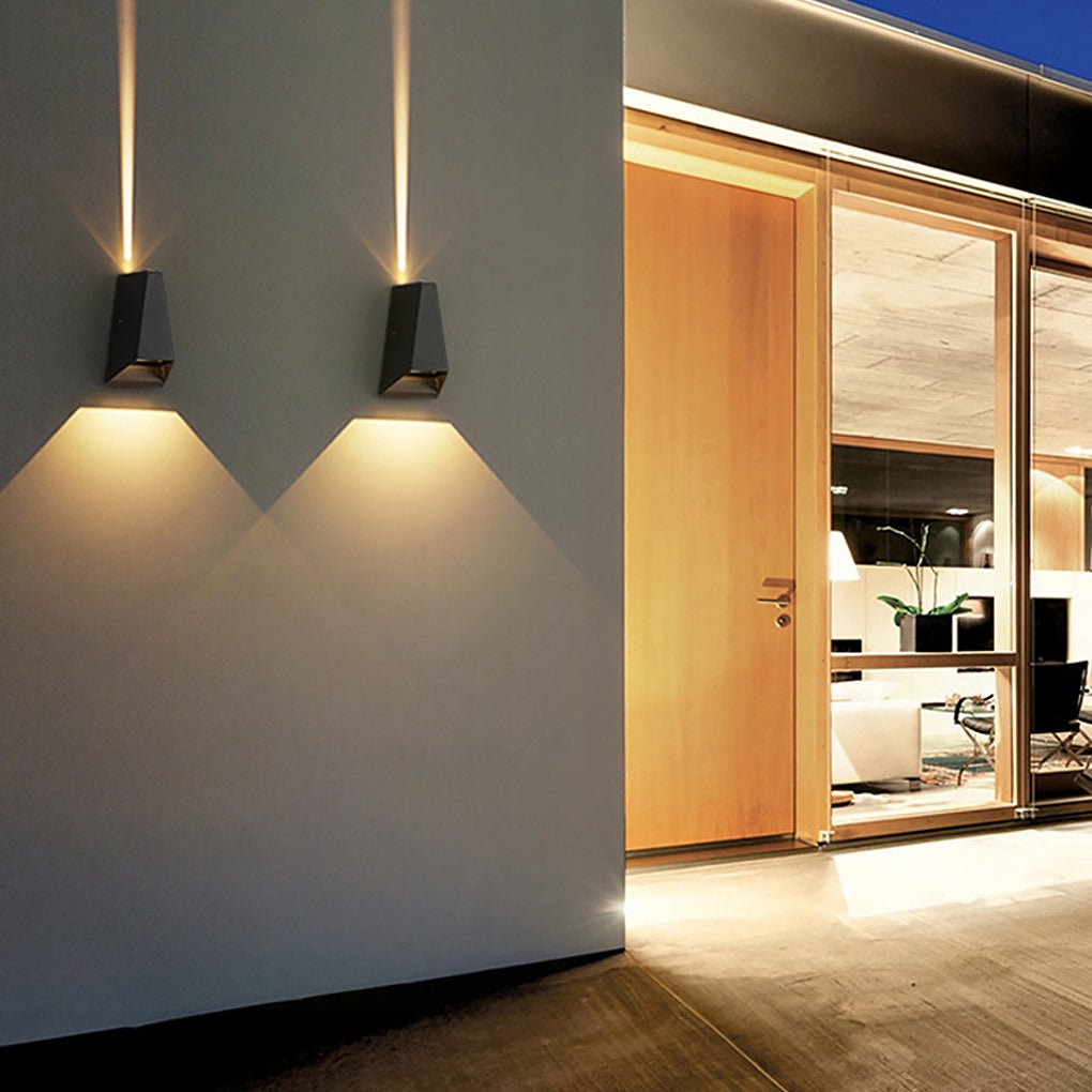 Modern Black LED Up-Down Outdoor Wall Sconce Light for Patios & Gardens