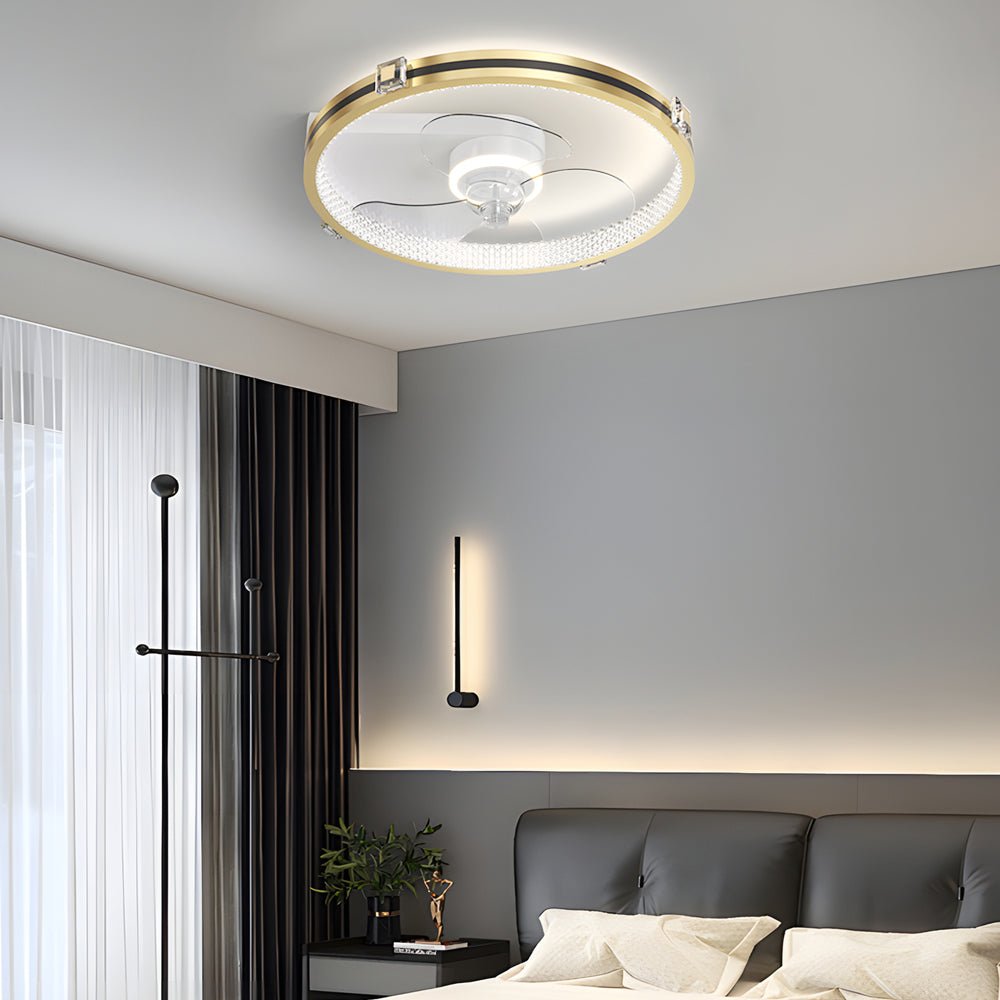 Modern Gold LED Ceiling Fan with Dimming Lights for Contemporary Living Room
