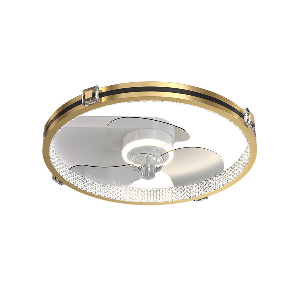 Modern Gold LED Ceiling Fan with Dimming Lights for Contemporary Living Room