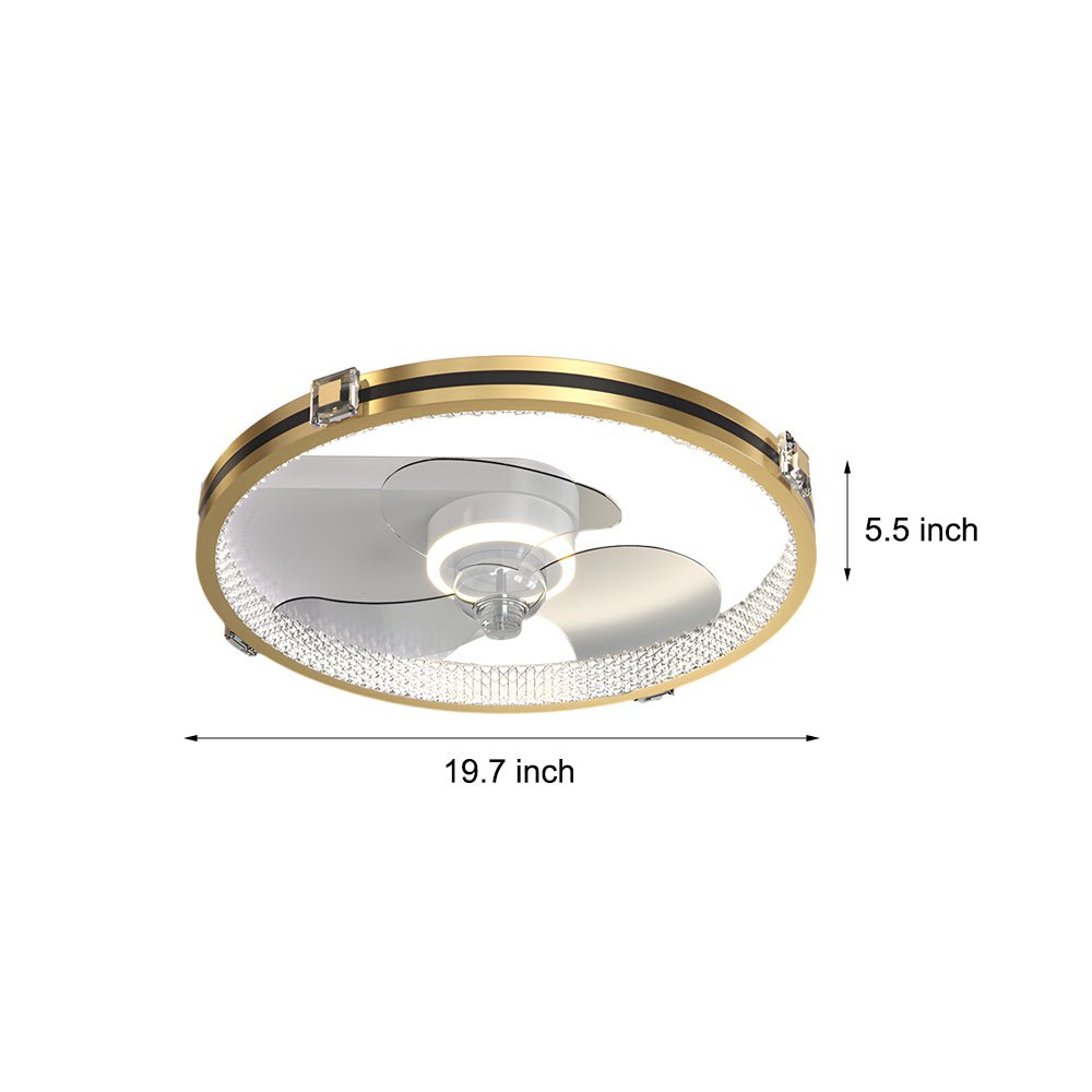 Modern Gold LED Ceiling Fan with Dimming Lights for Contemporary Living Room