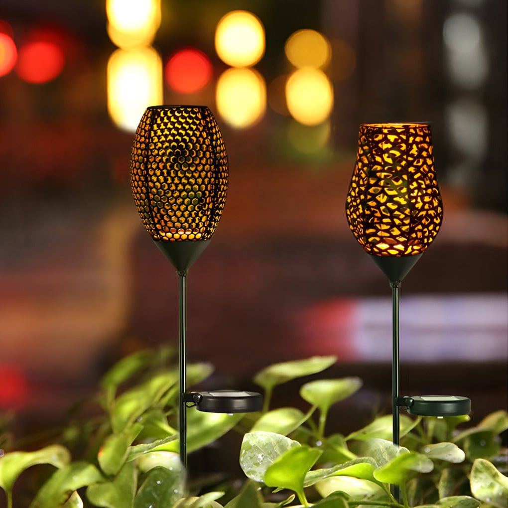 Vintage Red Wine Glass Solar LED Garden Lights for Outdoor Ambiance