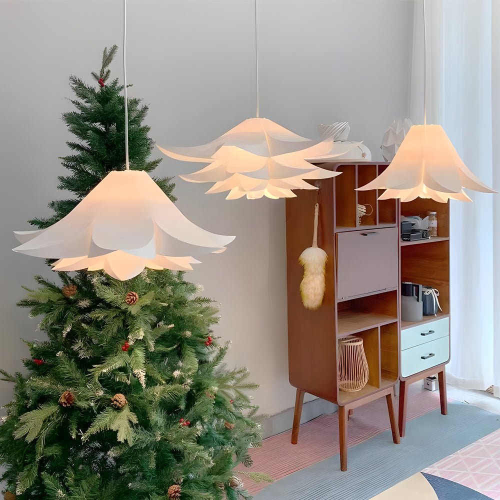 Nordic White Petals 3-Step Dimming Chandelier for Living Room Dining Room