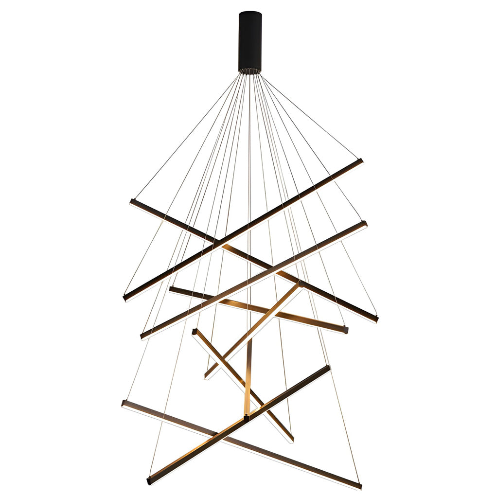 Modern Black LED Criss Linear Chandelier Ceiling Light for Living Rooms