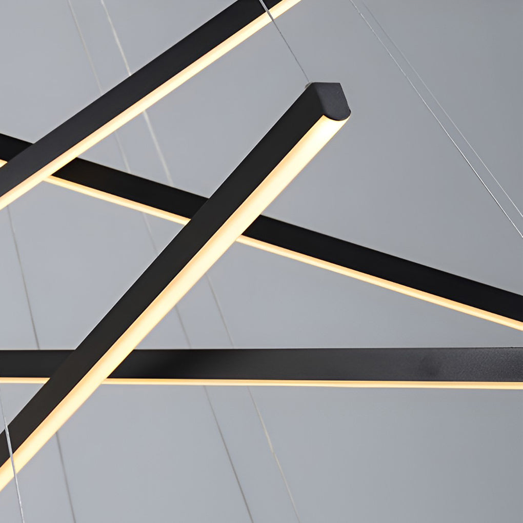 Modern Black LED Criss Linear Chandelier Ceiling Light for Living Rooms