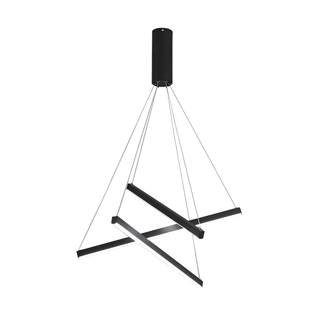 Modern Black LED Criss Linear Chandelier Ceiling Light for Living Rooms