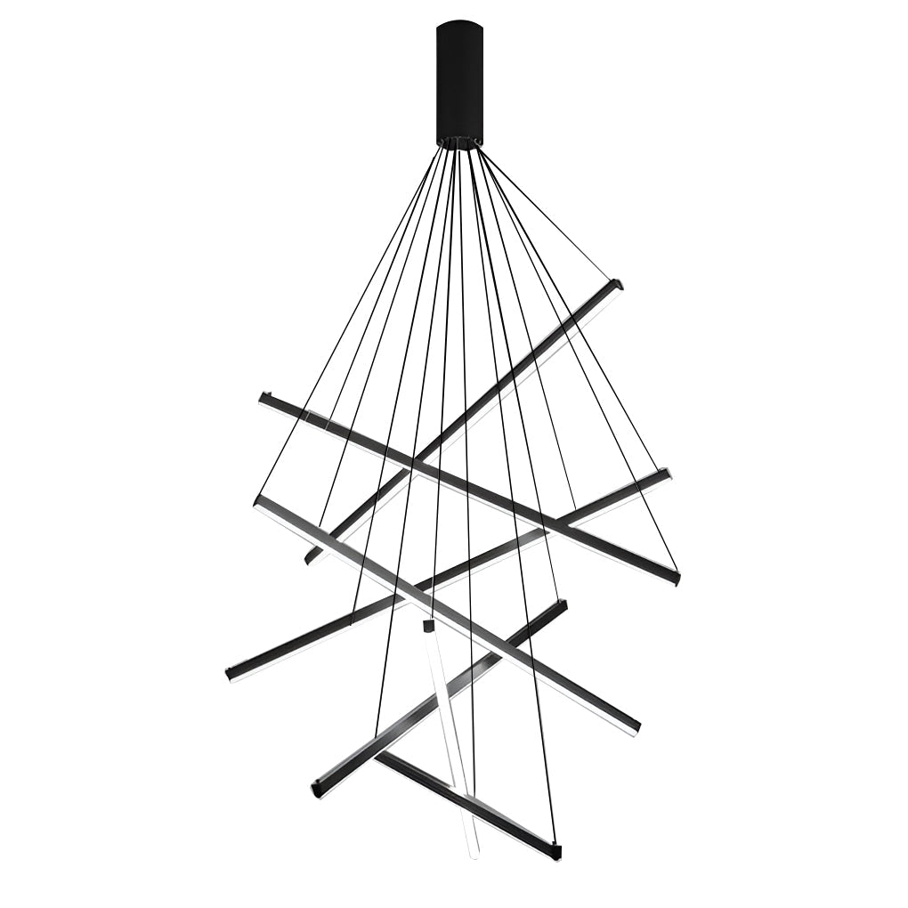 Modern Black LED Criss Linear Chandelier Ceiling Light for Living Rooms