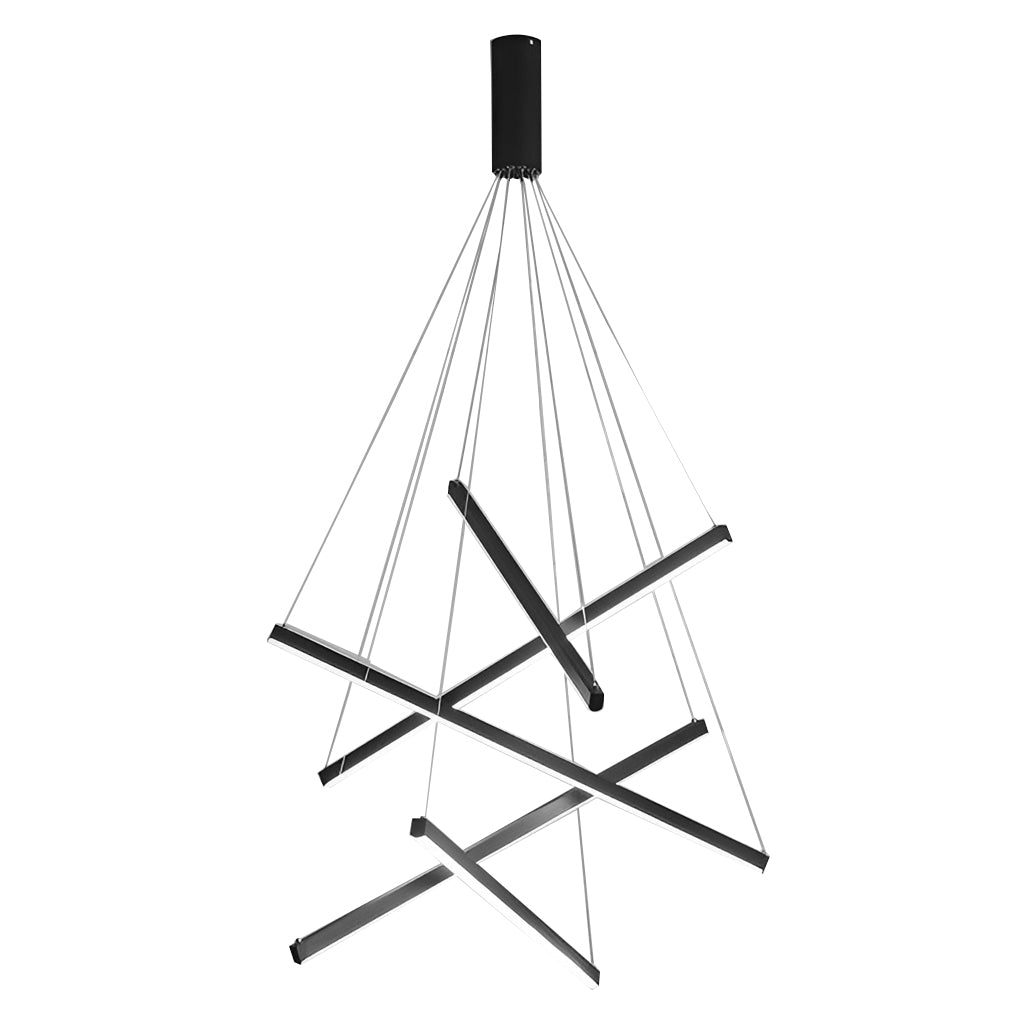 Modern Black LED Criss Linear Chandelier Ceiling Light for Living Rooms