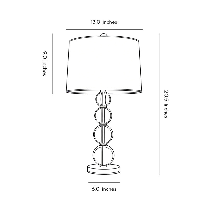 Modern White Fabric Cylinder Table Lamp with Crystal Accents for Bedroom