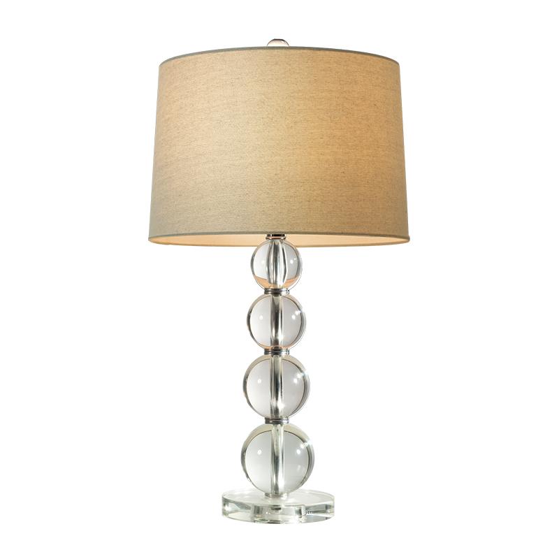 Modern White Fabric Cylinder Table Lamp with Crystal Accents for Bedroom