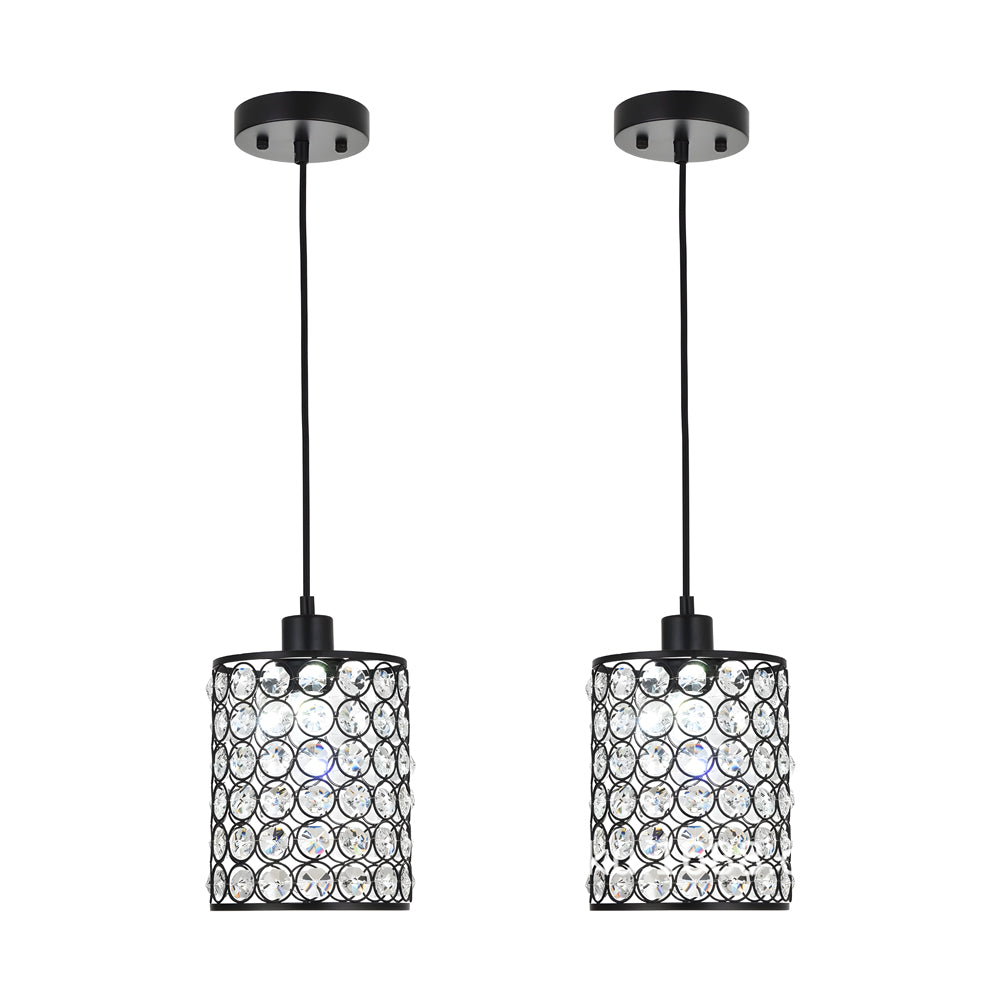 Minimalist Clear Crystal Cylinder Pendant Light for Living Room Decor