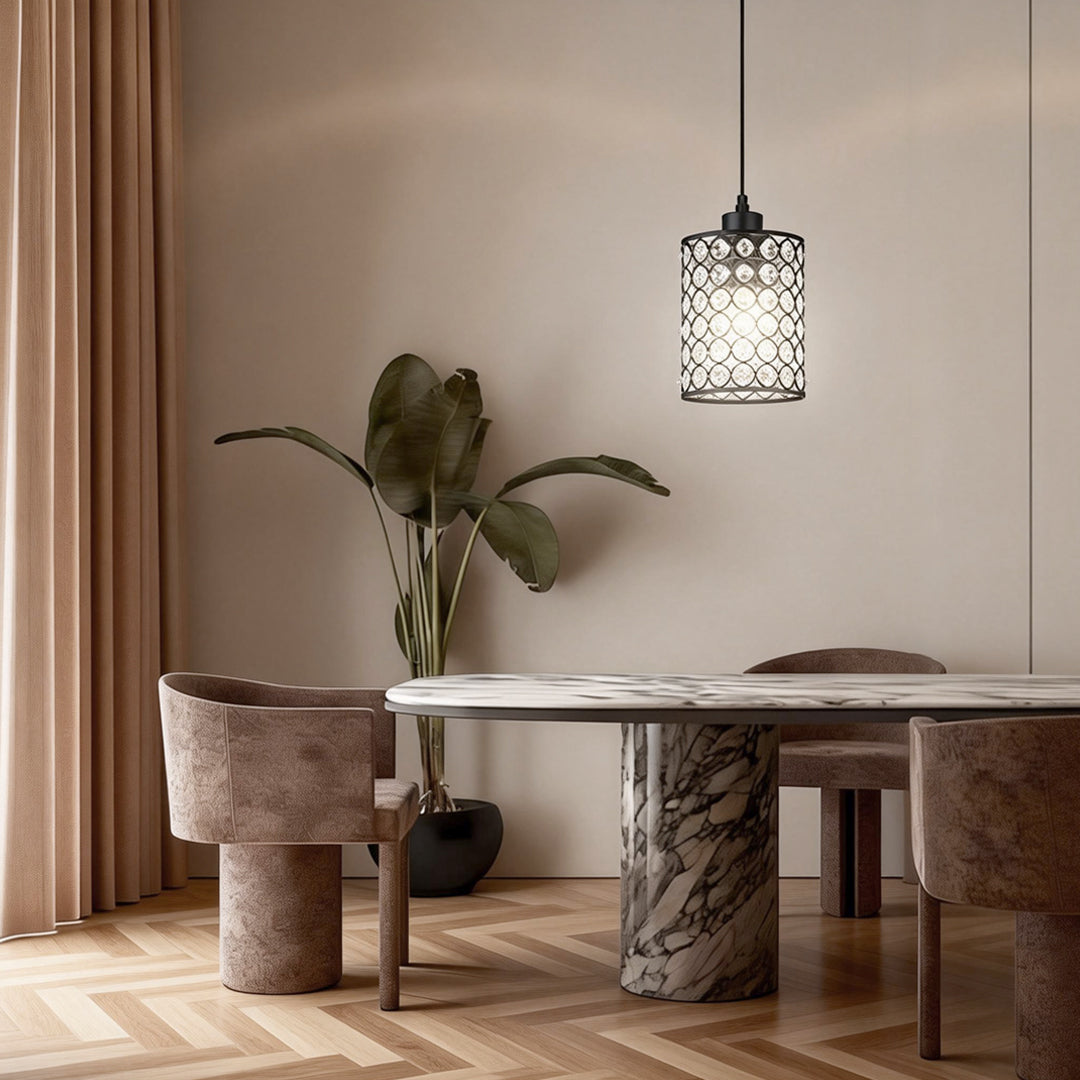 Minimalist Clear Crystal Cylinder Pendant Light for Modern Interiors