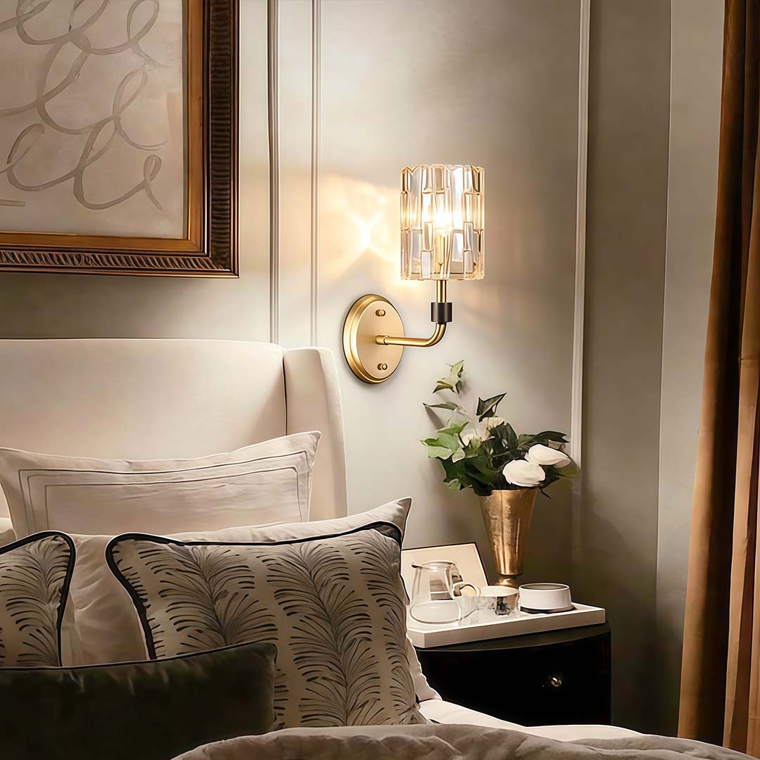 Luxurious Gold Crystal Wall Sconce Lamp for Elegant Living Room Decor
