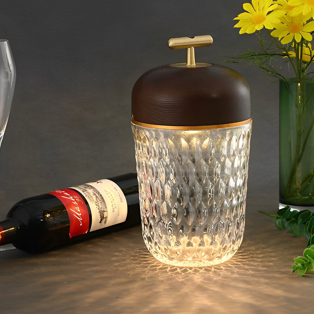 Modern Rechargeable Glass Table Lamp in Sleek Metal for Living Room