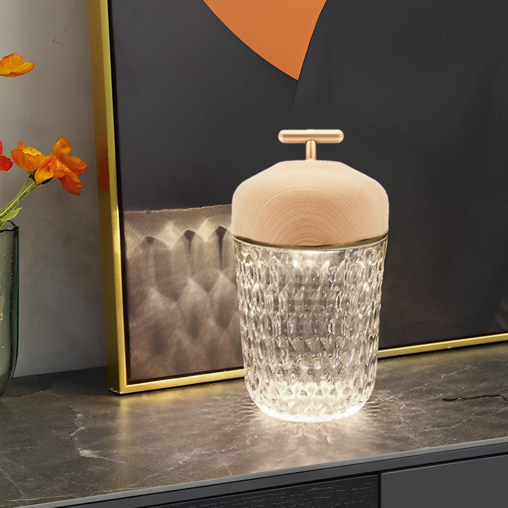 Modern Rechargeable Glass Table Lamp in Sleek Metal for Living Room