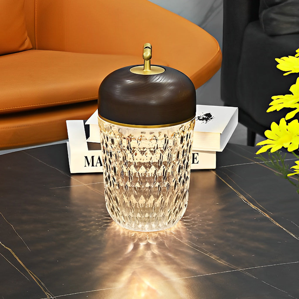 Modern Rechargeable Glass Table Lamp in Sleek Metal for Living Room