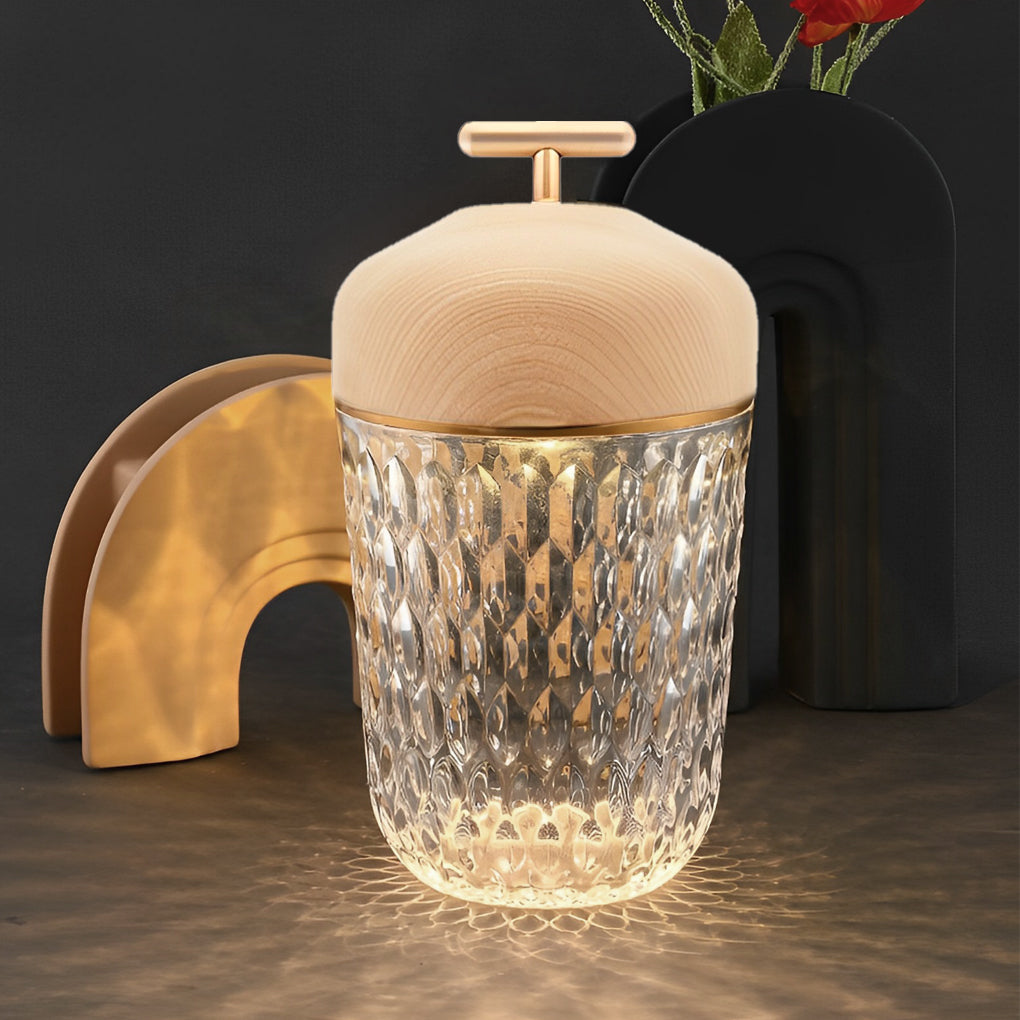 Modern Rechargeable Glass Table Lamp in Sleek Metal for Living Room